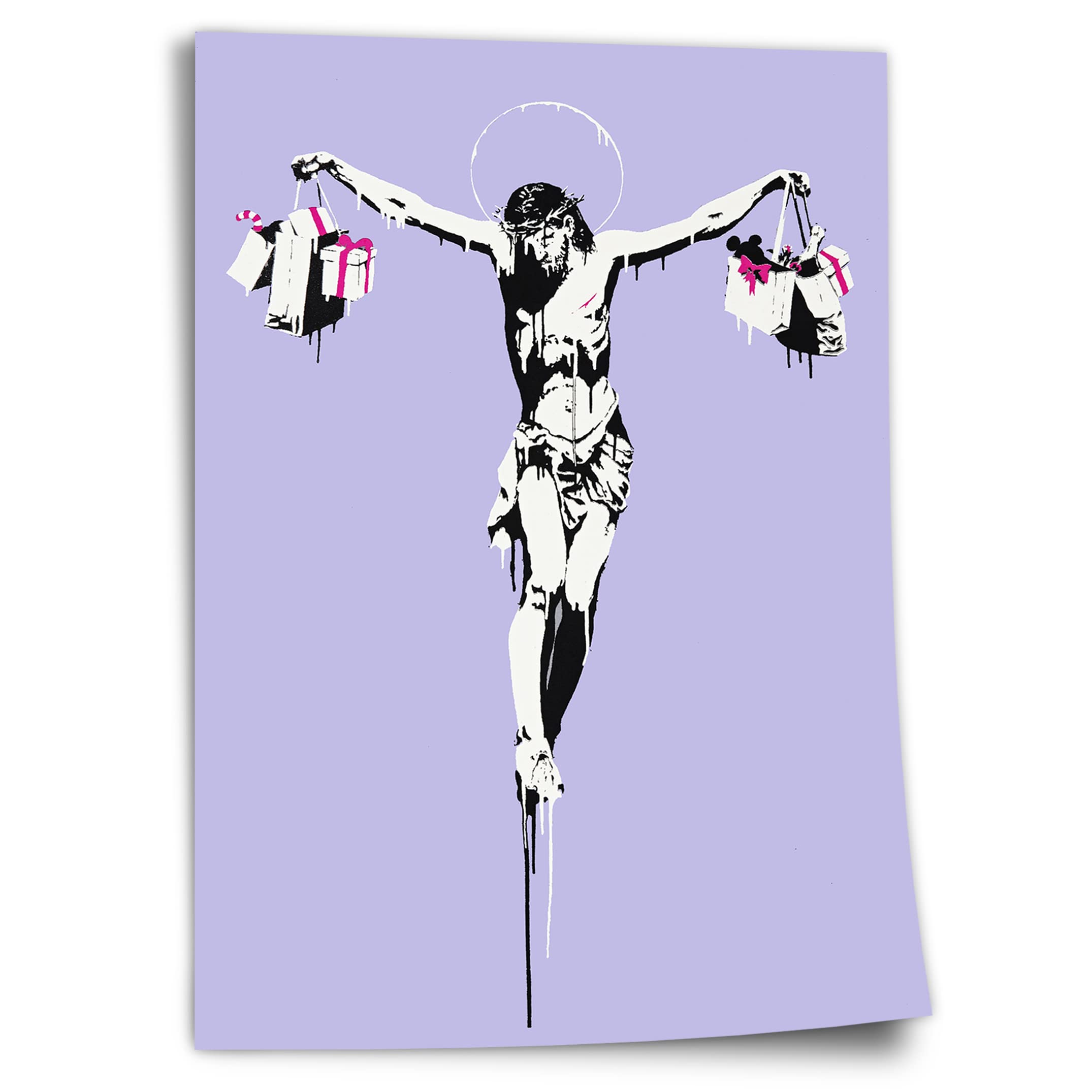 Cotton poster of Jesus - consumer criticism, street art Banksy - modern art print - perfect as a gift, living room, unframed art print, mural - A4, A3, A2, A1, A0, XXL