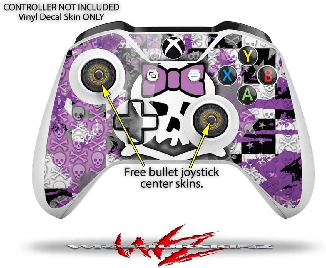 Decal Vinyl Skin Wrap Compatible with Xbox One S Console and Controllers - Princess Skull Purple