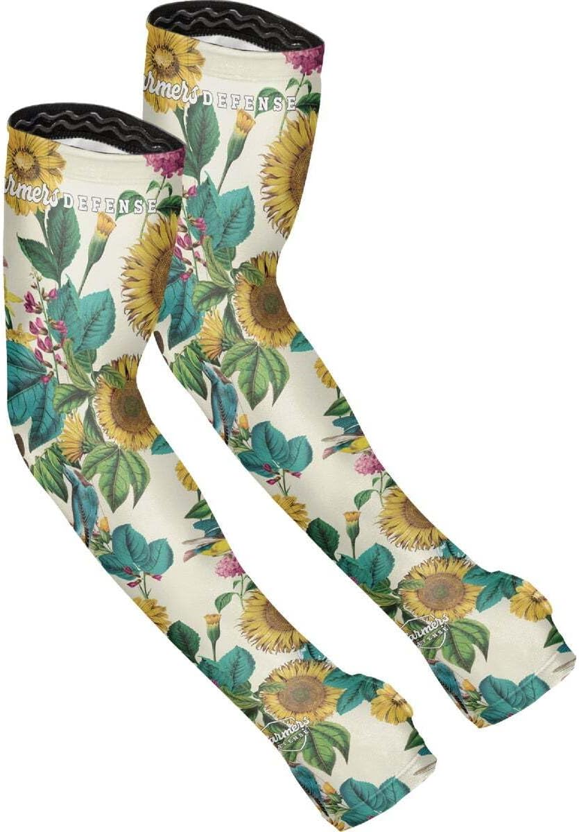 FARMER'S DEFENSE Gardening Arm Sleeves|UV Cooling Protective Sleeve Women & Men|Anti-Scratch Cover Sun UPF Outdoor Protection - Garden Flowers - S/M