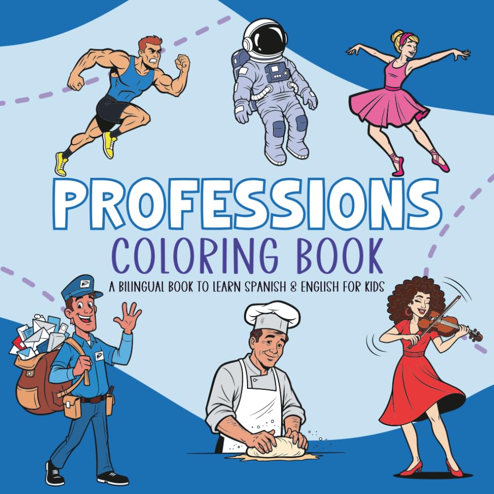 Coloring Book Professions: Educational bilingual book to learn other language