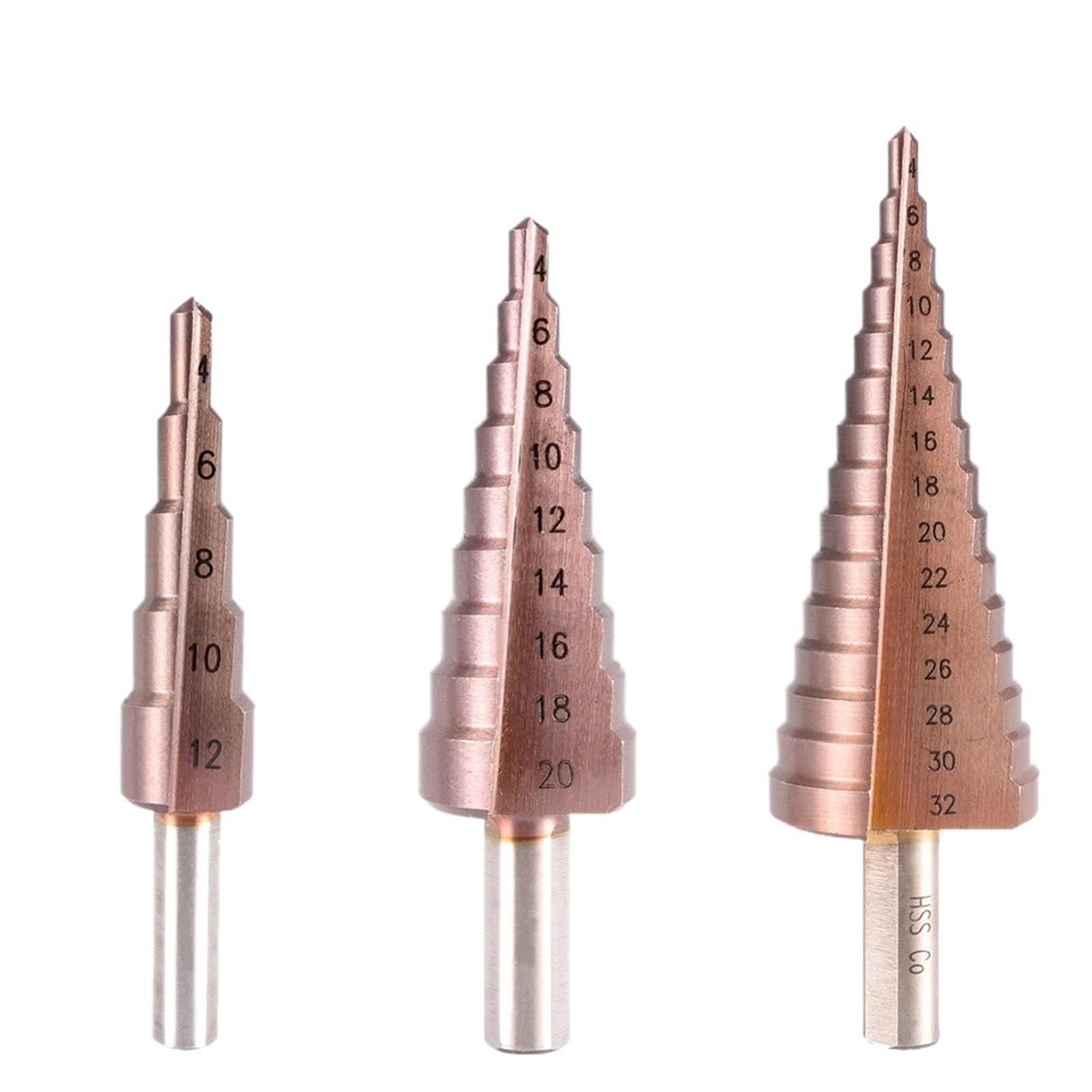 Punta for trapano in metallo 4-12/20/32mm Punta for trapano a gradini HSSCO Acciaio rapido Punte for trapano coniche in cobalto Set di utensili Fresa for fori for acciaio inossidabile 1 pz(4-12 20 32m