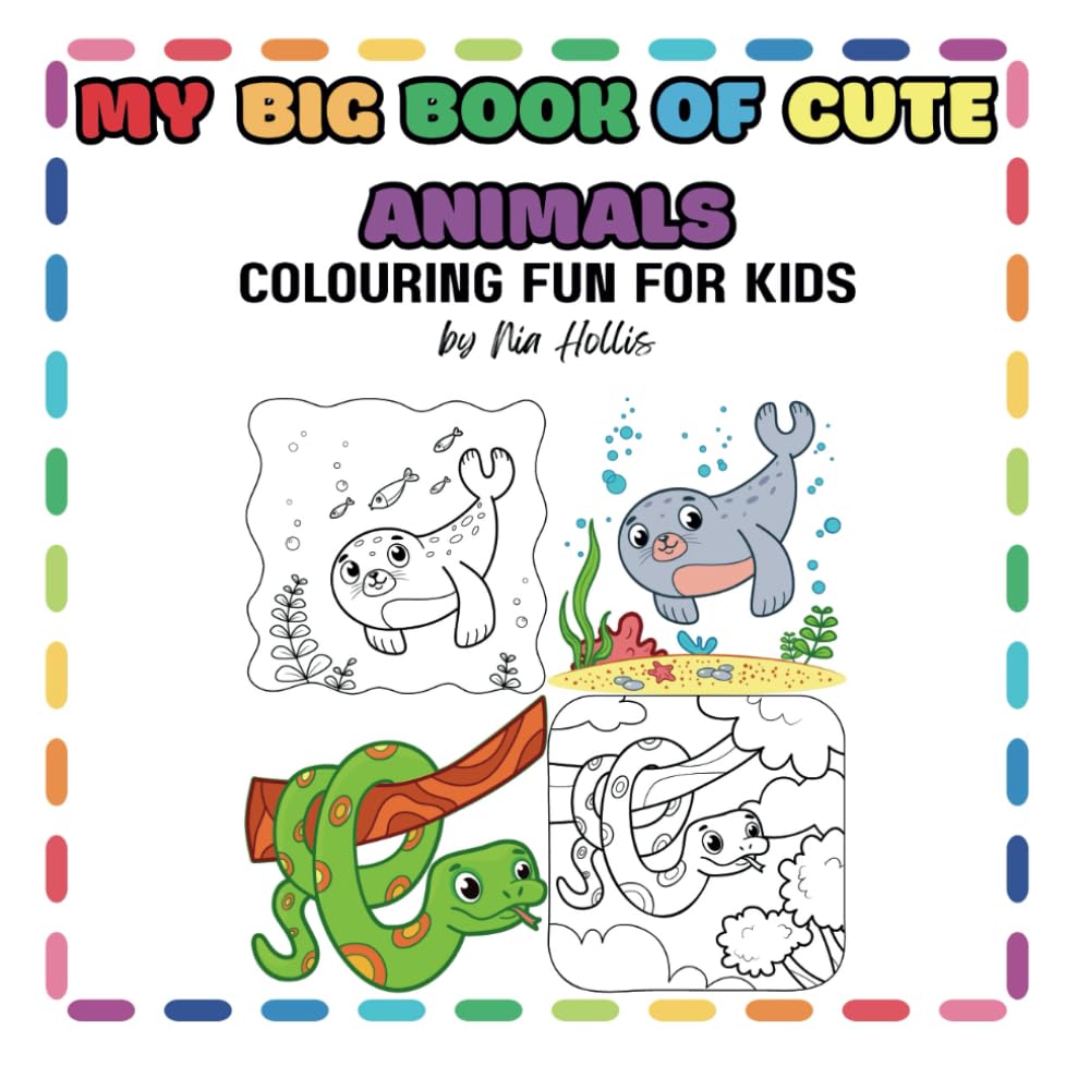 My Big Book of Cute Animals: Colouring Fun For Kids: Bold & Easy Animal Designs to Colour | Relaxation Colouring Book for Kids Ages 4+ | Simple, Big & Fun Illustrations | 8.5 x 8.5 Inches