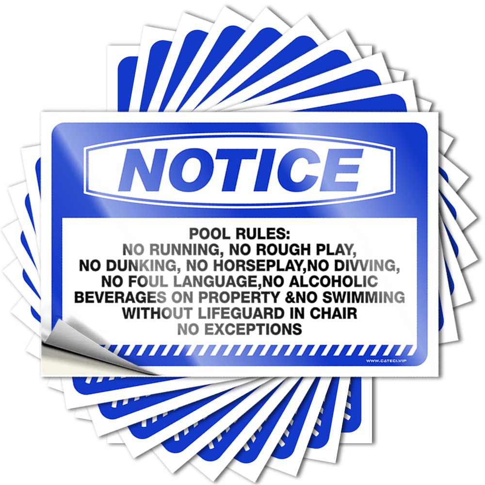 Mechanic Stickers Notice Pool Rules Stickers 10 Pcs Automotive Sticker Pack Tool Decal(8X12CM)