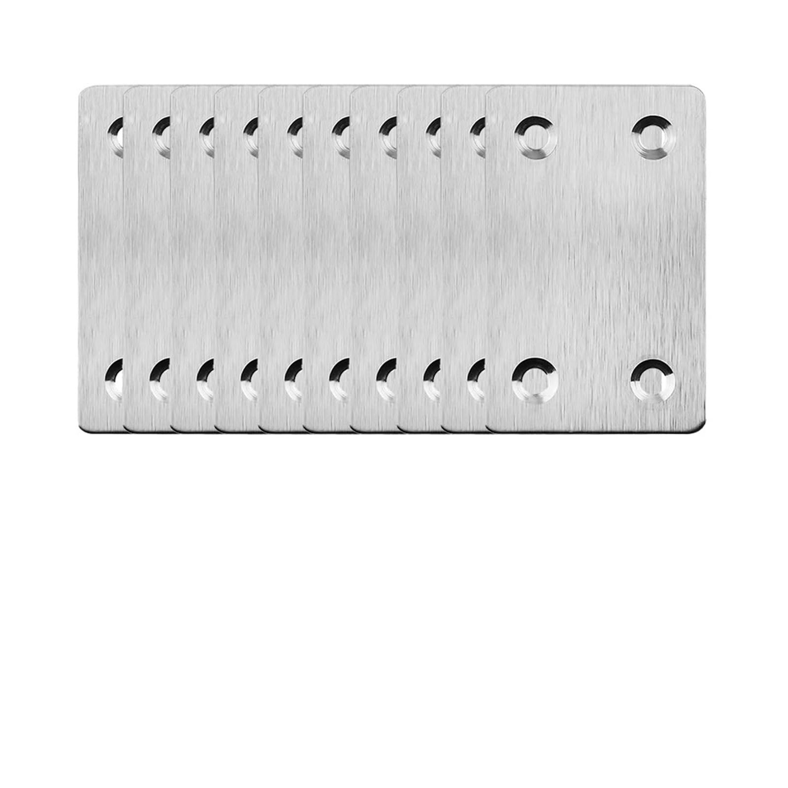 Zihdke 10Sets 6/10/20Pcs Stainless Steel Flat Mending Plates 4 Hole Straight Fixing Wooden Furniture Cabinet Repair Support Join Fasteners With Screws For Repairing(10Sets)