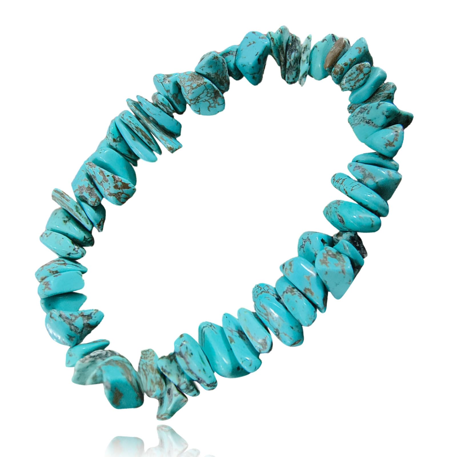 Natural Raw Gemstone Bracelets, Natural Crystal Chip Bead Bracelet, Healing Stone Beaded Bracelets for Women Men Girls Gifts (Turquoise)