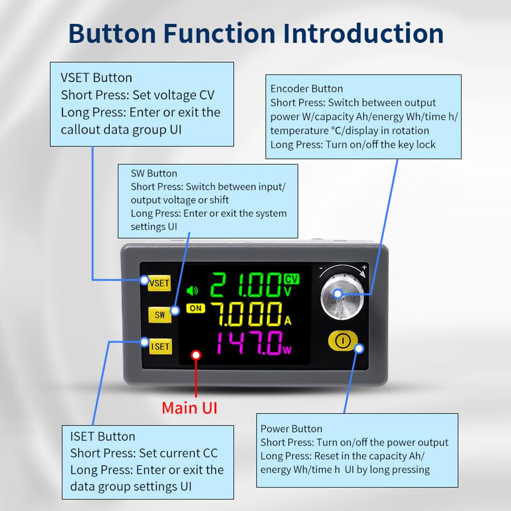 DC Regolabile Boost Buck Convertitore,Regolatore di Tensione DC6-36V 150W DC DC Converter,Controllo Numerico Tensione di Sollevamento Corrente Costante Modulo di Alimentazione Con Display LCD.