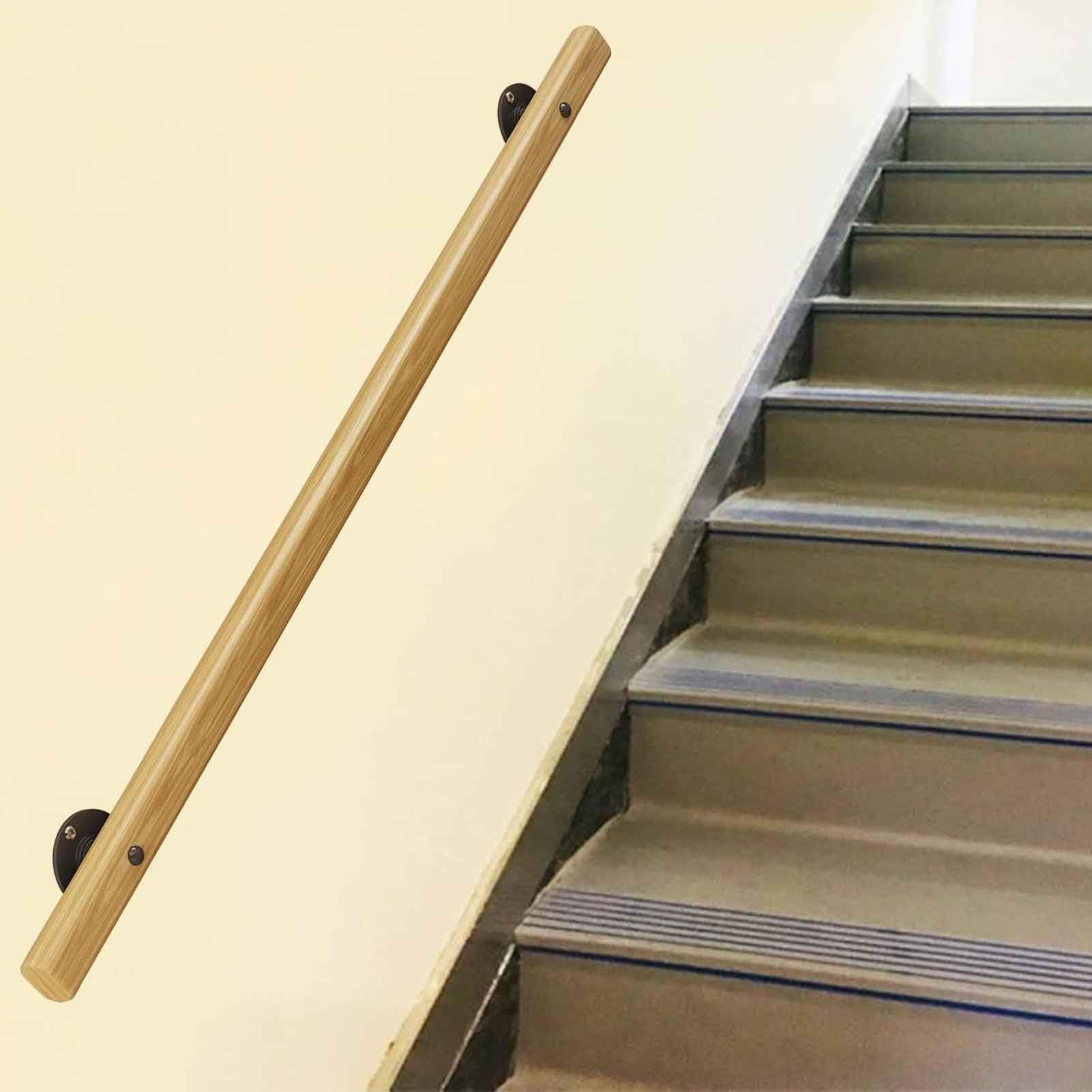 Rambarde d'escalier de 450cm murale en bois avec main courante sécurité