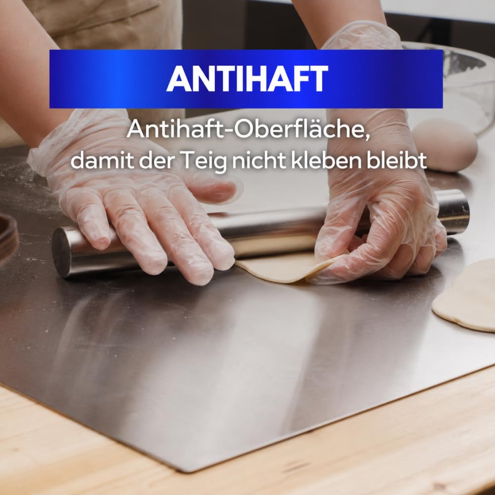 INOXLM Schneidebrett 2 STÜCK Edelstahl + Teigschaber, Edelstahl Arbeitsplatte verschiedene Größen für Küche Bar Restaurant | Knetbrett Made in Italy (40x50 cm Piega 2 cm)