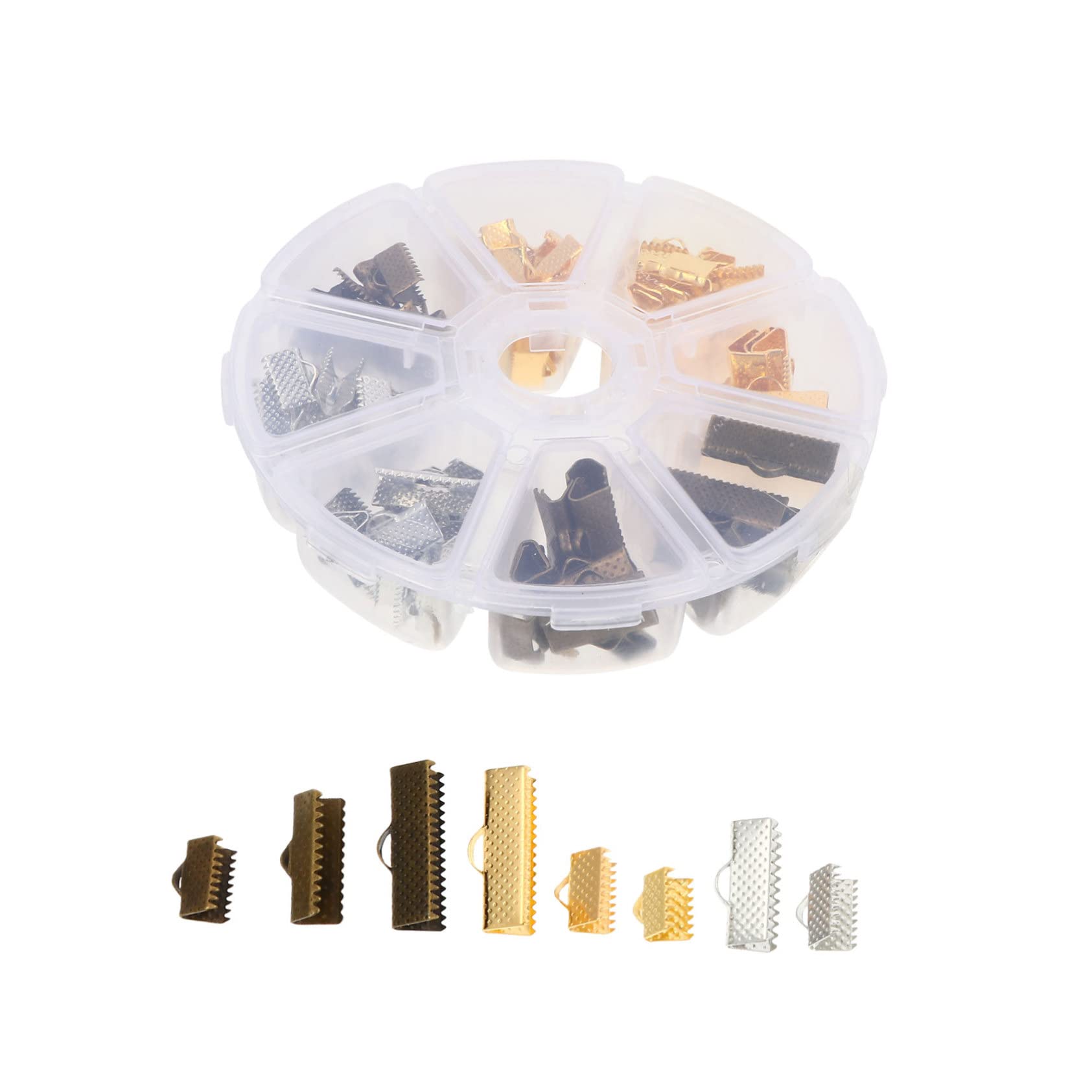 DOITOOL 135pcs Jewelry Pinch Clamp Fasteners Durable Cord Ends Clips for Bracelets Necklaces Crafts Lightweight Portable for Ribbons Lace Leather Projects