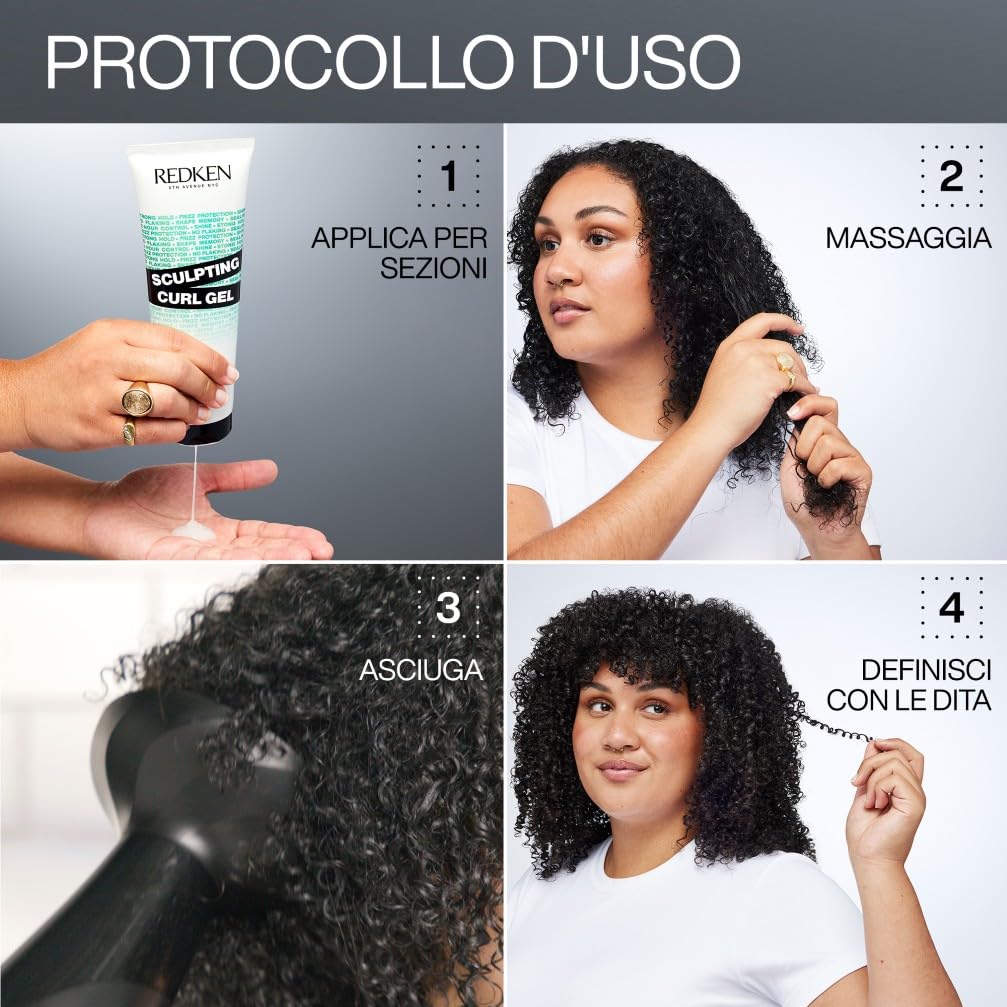 Redken, Gel Fissante Ricci 72h, Idrata & Definisce i Ricci, Arricchito con Olio di Jojoba & Squalane, Capelli Ricci, Mossi & Crespi, Senza Siliconi, Curl Stylers, 250ml