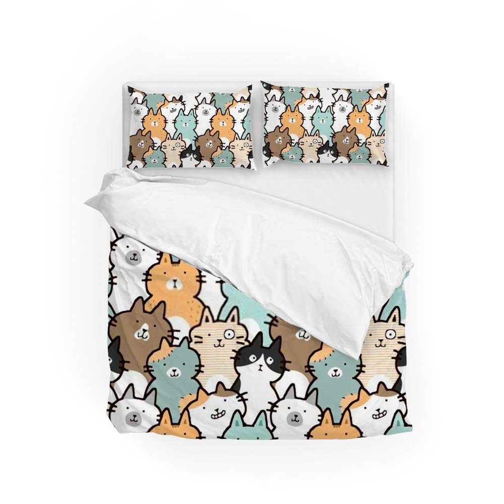 Parure de lit chat sans repassage en polyester résistant aux plis