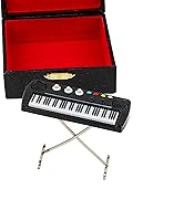 Vista 5 de Órgano electrónico en miniatura con funda, mini instrumento musical, réplica de teclado eléctrico, figuras coleccionables, accesorios de casa