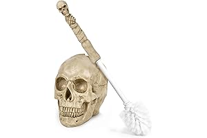 Toilet Brush & Holder Set: Spooky Skullduggery Skeleton Bathroom Decor