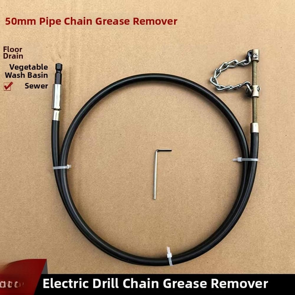 Abflussreiniger, Abflussschlange, Rohrverstopfungsentferner, 50 mm-75 mm, Kunststoff-Schnecke mit sechseckigem Bohrfutter für elektrische Bohrmaschine, Tiefenreinigungswerkzeug für Küche