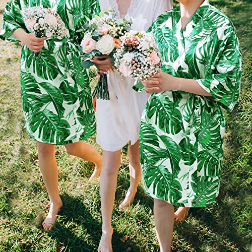 Berlune 6 Pcs Tropical Bride Bridesmaids Robe Set Wedding Getting Ready Bachelorette Party Robes Beach Pool Swimsuit(Green, Lovely)2
