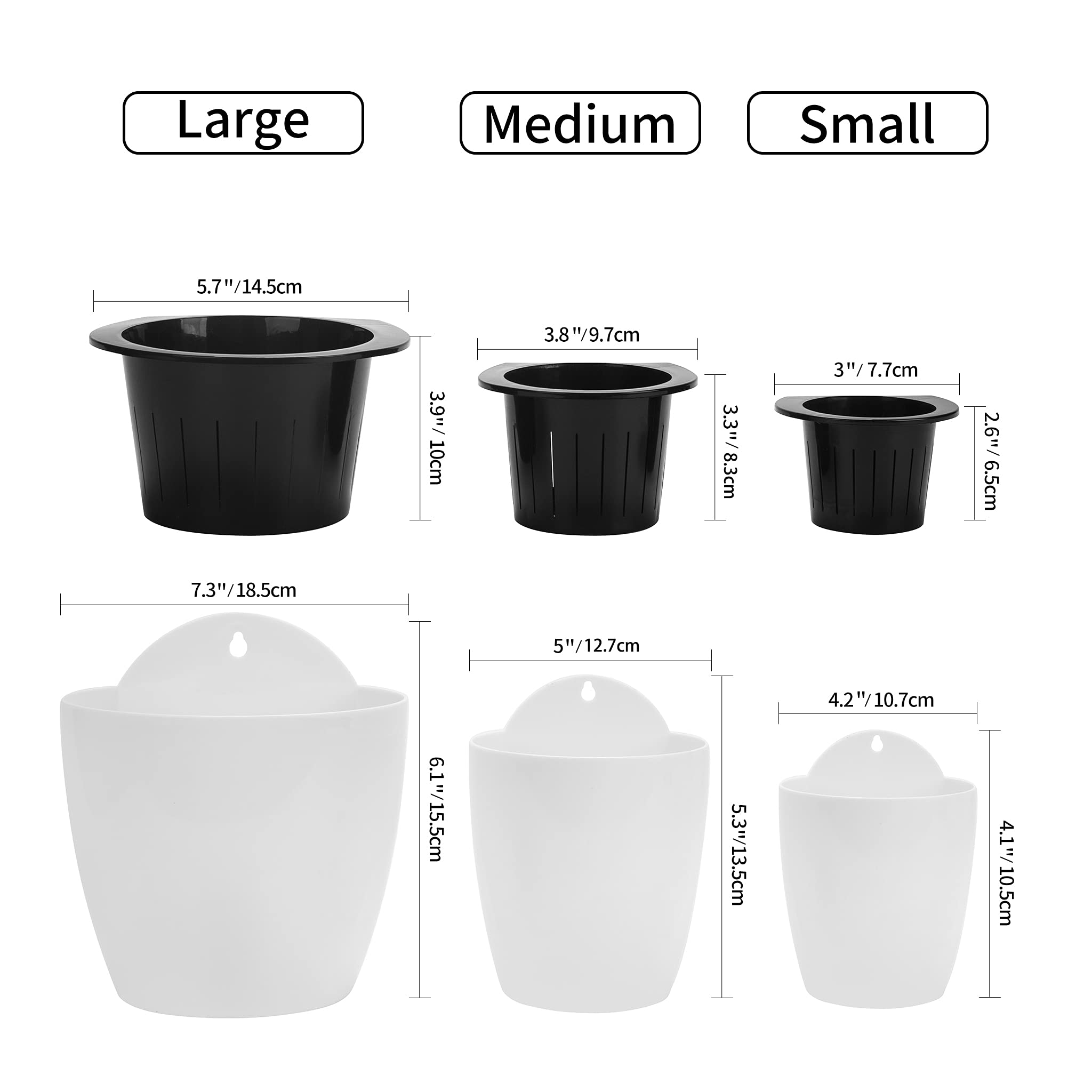 ORIMERC Macetas de Riego Automático para Colgar en la Pared - Juego de 6 para Plantas Interiores con Almacenamiento de Agua - Jardín Vertical para Cocina y Balcón