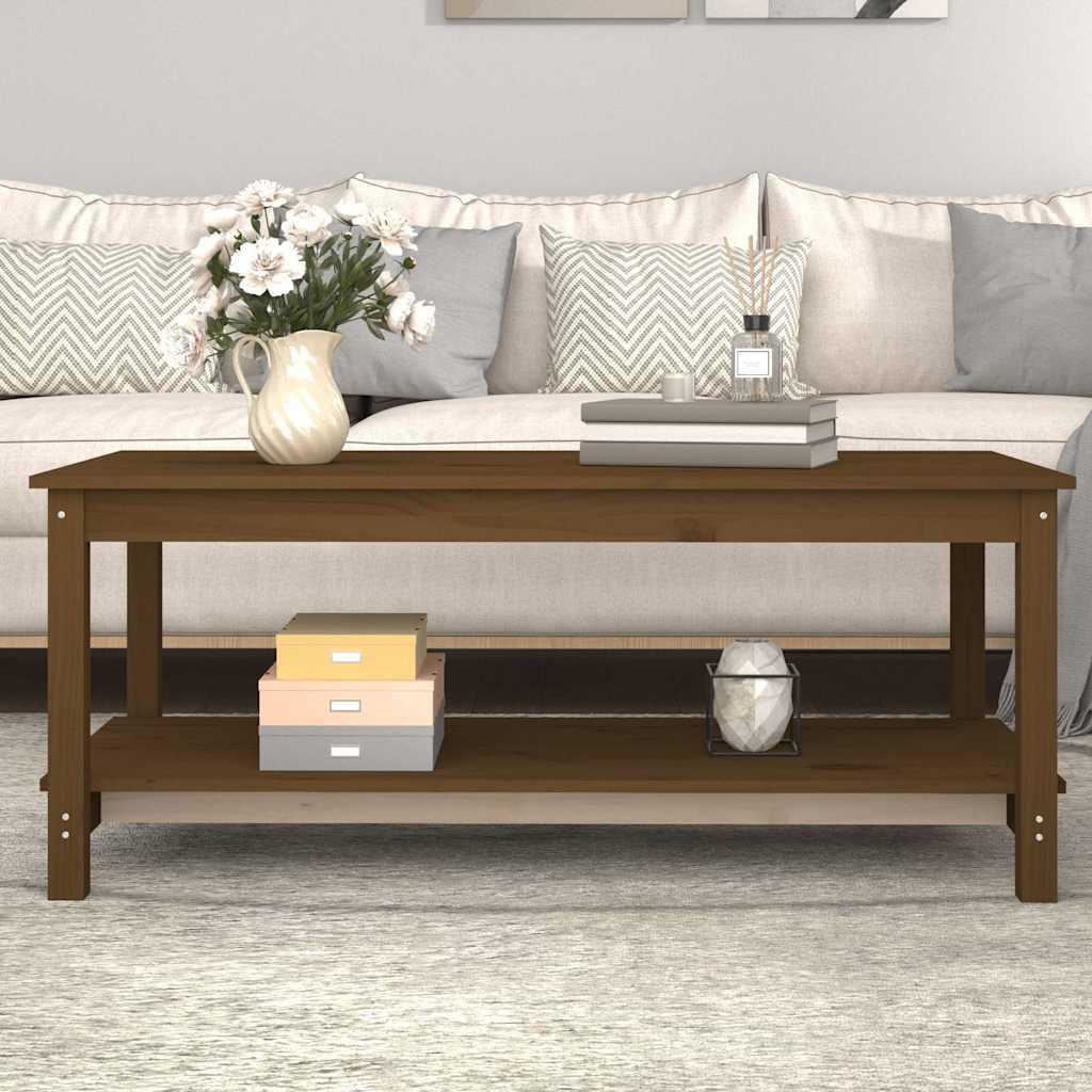 Générique Stolik kawowy z litego drewna sosna 110x55x45 cm brązowy
