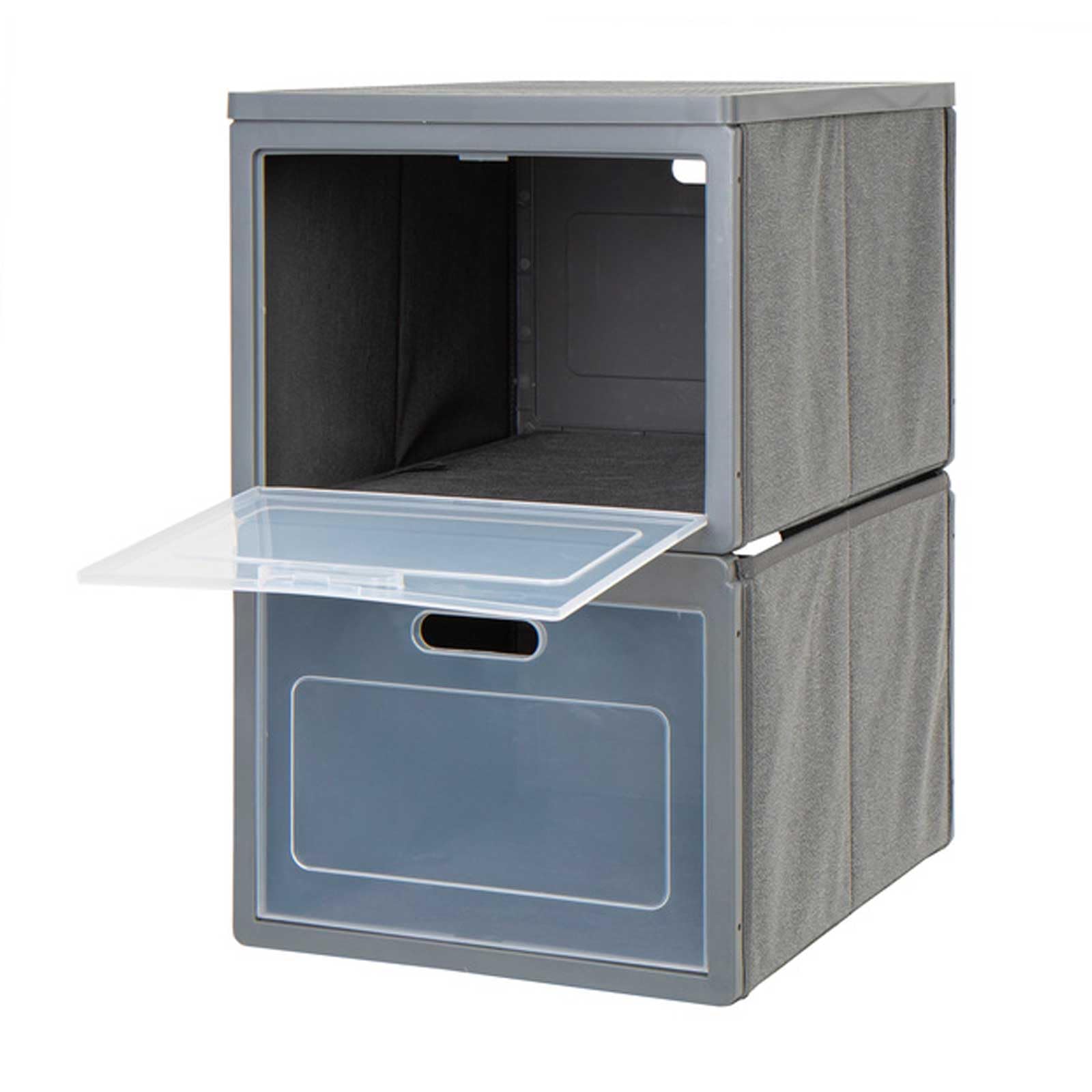 Armario plegable para camping con 2 compartimentos (30 x 40 x 50 cm), color gris