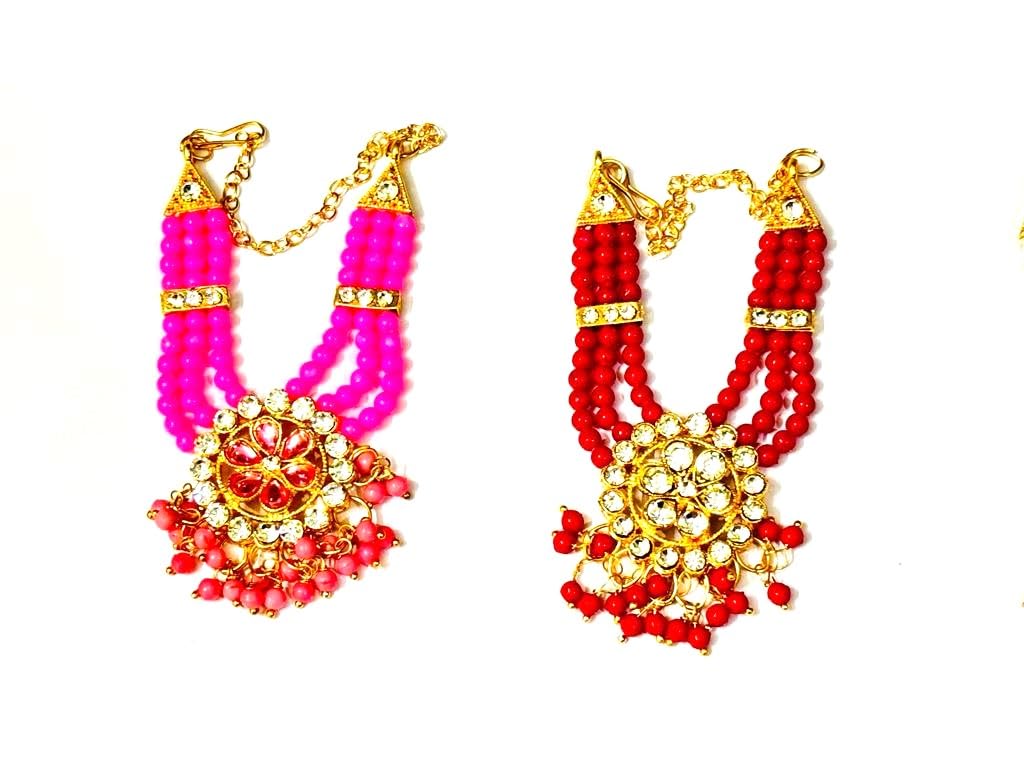 M.A Crystal® / Laddu Gopal Diety Ornaments/Deity Ornaments Neck Fitted for Thakur Ji, Radha Rani/Mix Colous/No Colour Choice(Set of 4) (Size 5no) RK_1607