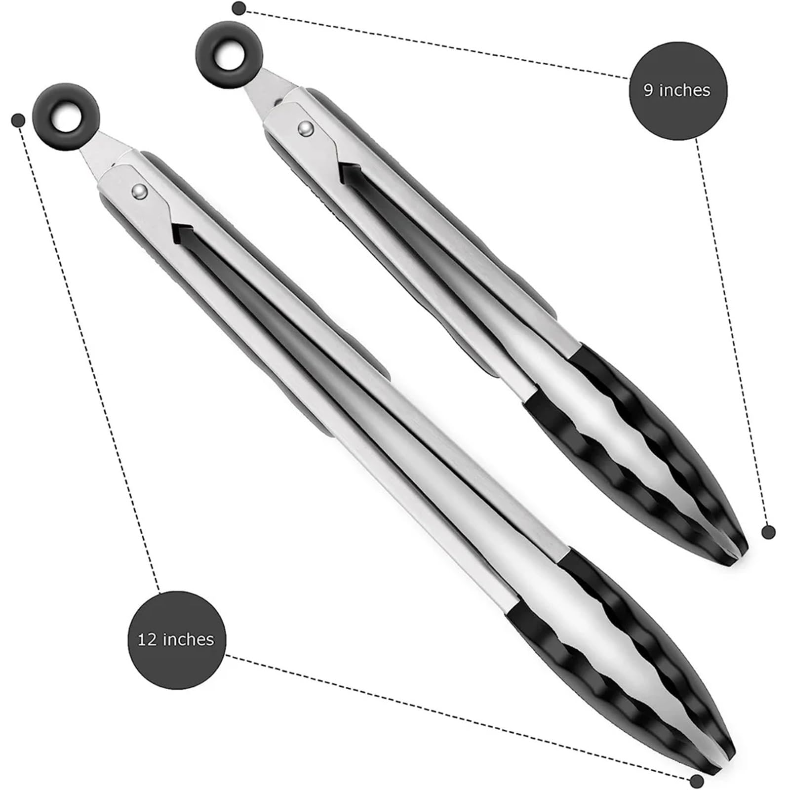 2-teiliges Set Lebensmittel-Silikon-Grillzange, Küche, Kochen, Salat, Brot, Zange, Antihaft-Grillzange, Steakzange, Edelstahl-Werkzeuge