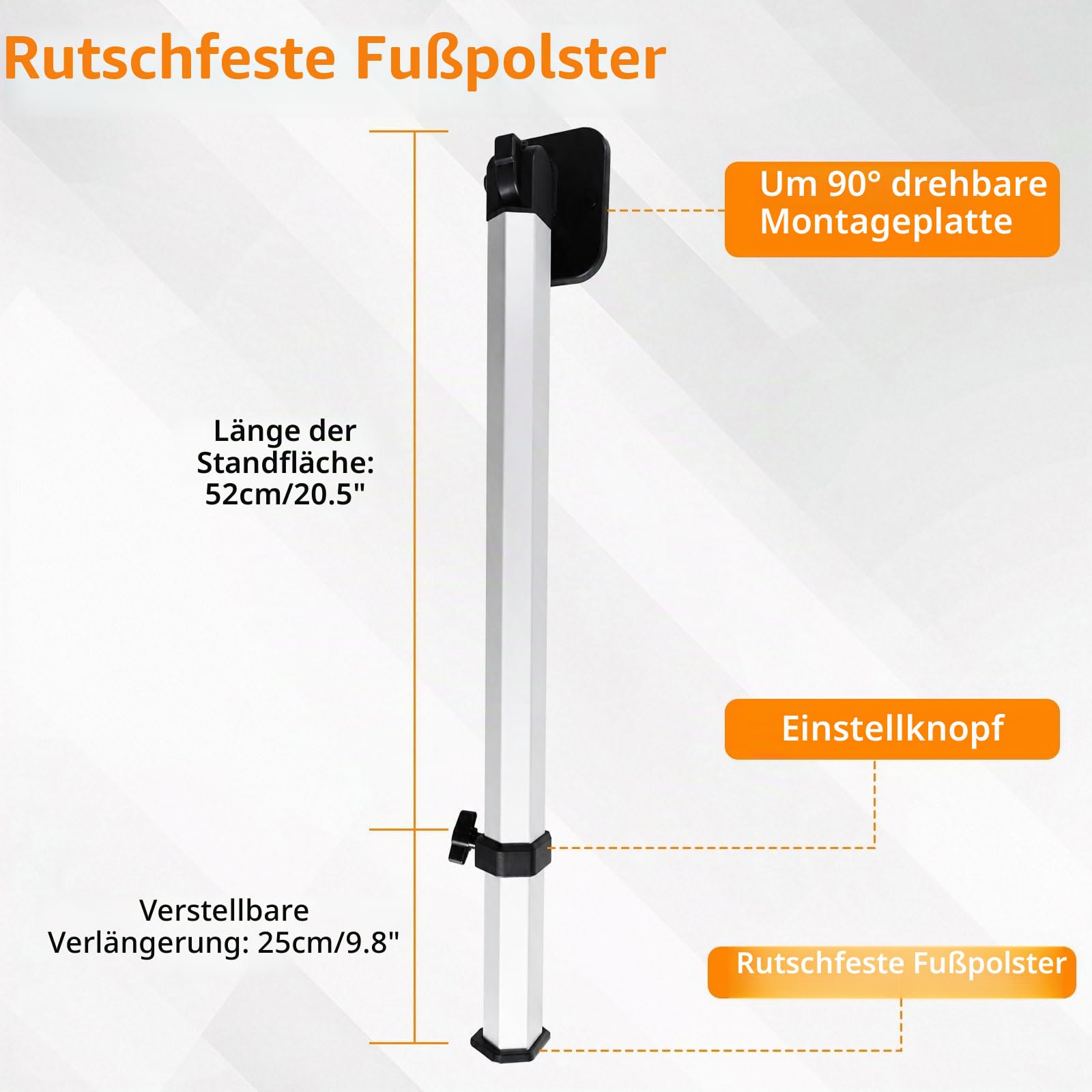 Verstellbarer Klapptisch-Fuß aus Aluminium – Höhenverstellbar 51,5–78 cm – rutschfest & Stabil für Wohnmobil, Yacht & Balkon