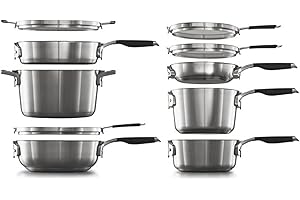 calphalon space saving cookware - Stackable, Dishwasher and Oven Safe Stainless Steel Cookware Set