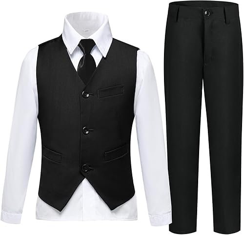 Traje de esmoquin para niños pequeños, trajes para niños, ropa de vestir, chaleco y pantalones con corbata
