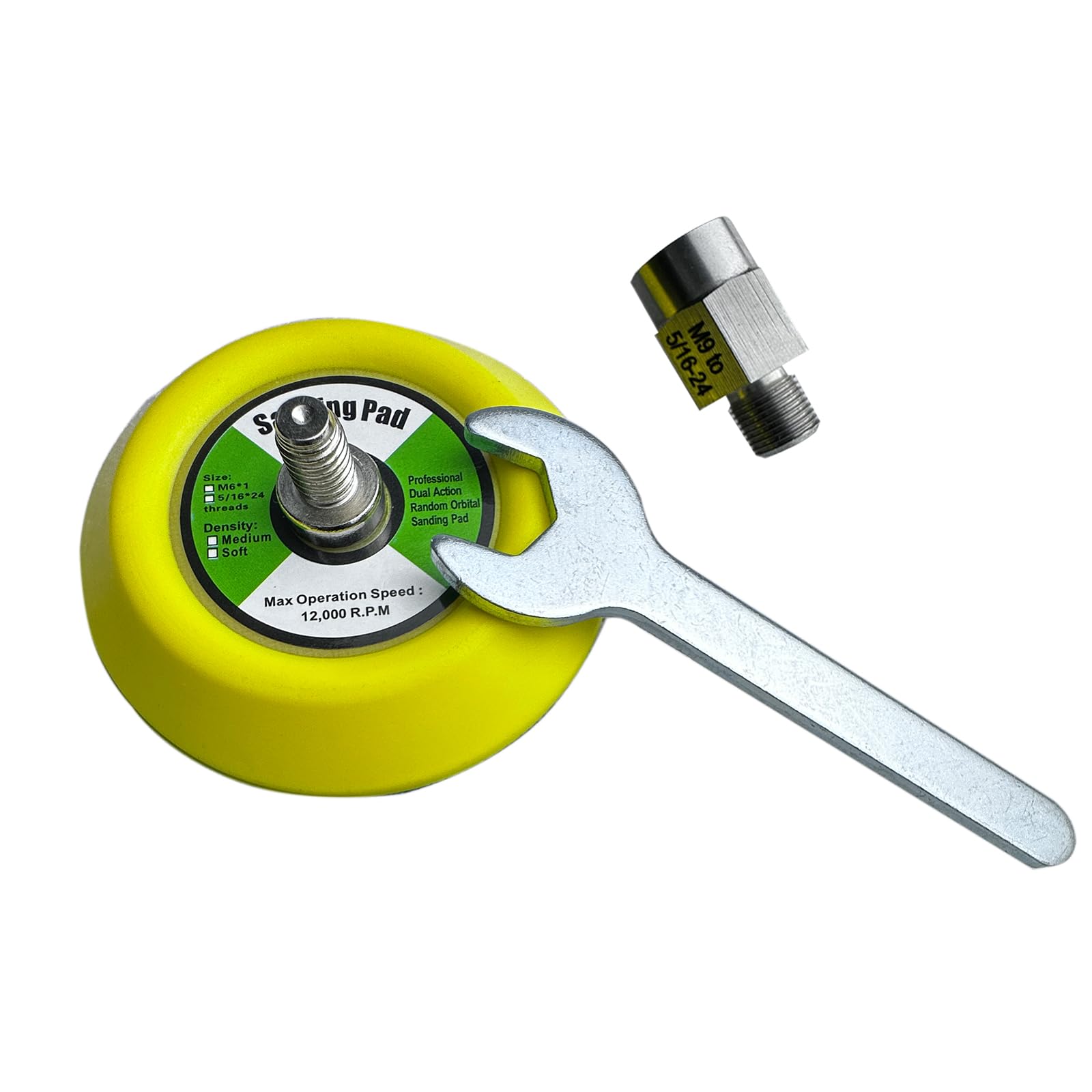 Almohadilla de respaldo de 3 pulgadas con gancho y bucle (velcro) para lijar/pulir, adaptador de rosca hexagonal M9 de giro 5/16-24, para pulidor/lijadora Milwaukee M12 con rosca de husillo M9