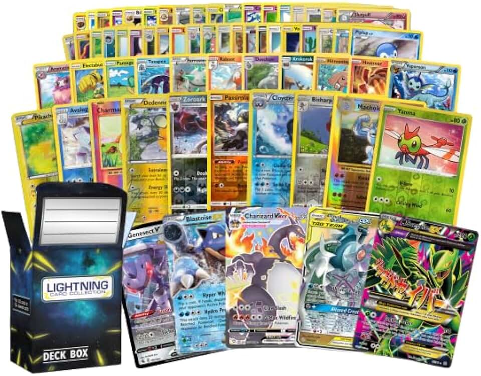 50 Pokemon Cards Plus a Rare Legendary Pokemon Card | Bundle with LCC Deck Box