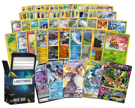 50 Pokemon Cards Plus 1 Ultra Rare Legendary Pokemon Card Bundle with LCC Deck Box