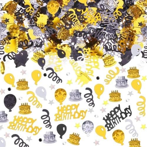 Dokpav 30g Black Gold Silver Happy Birthday Confetti, Birthday Party