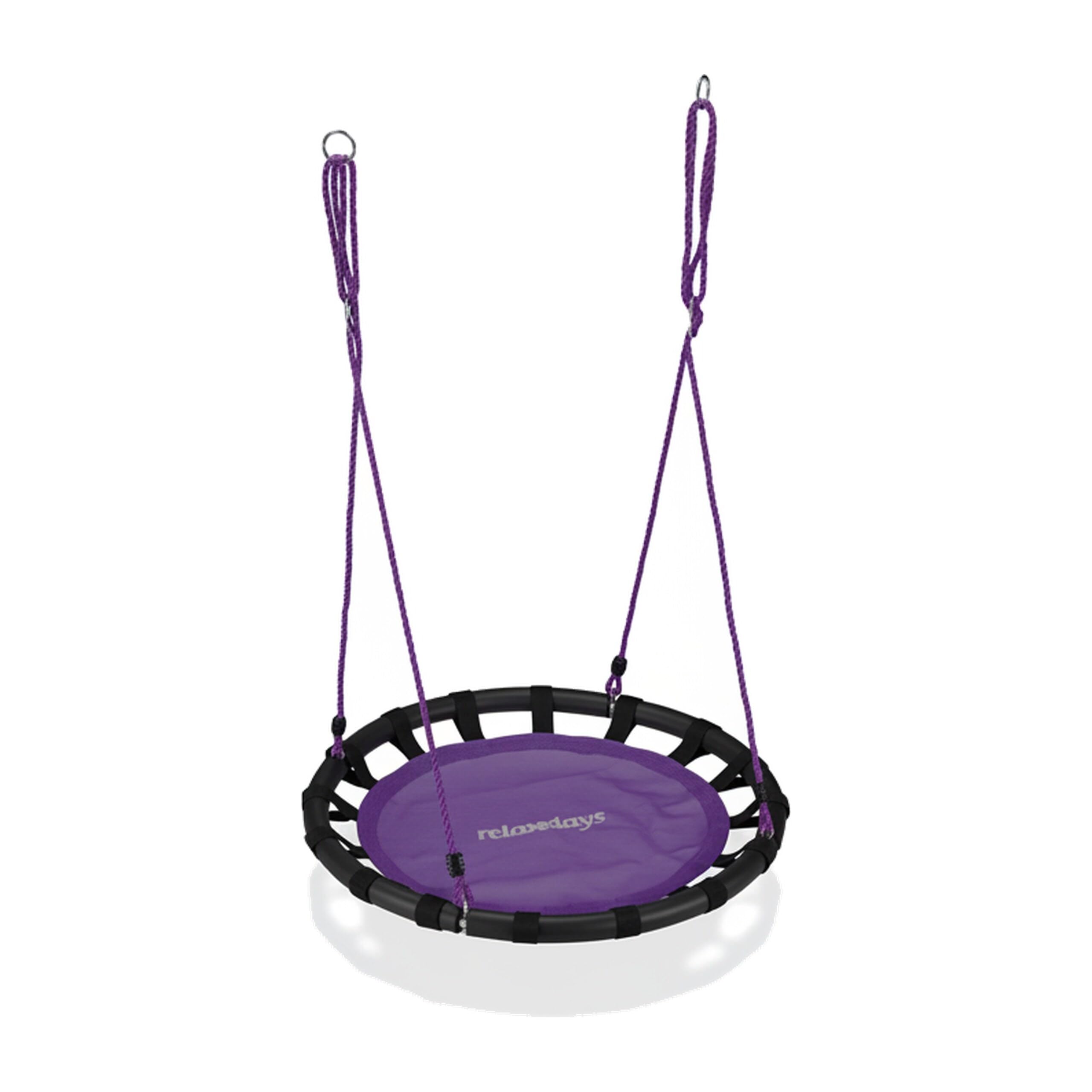 Relaxdays Columpio Jardín Nido de Altura Ajustable para Niños y Adultos, hasta 100 kg, Morado, ø 80 cm