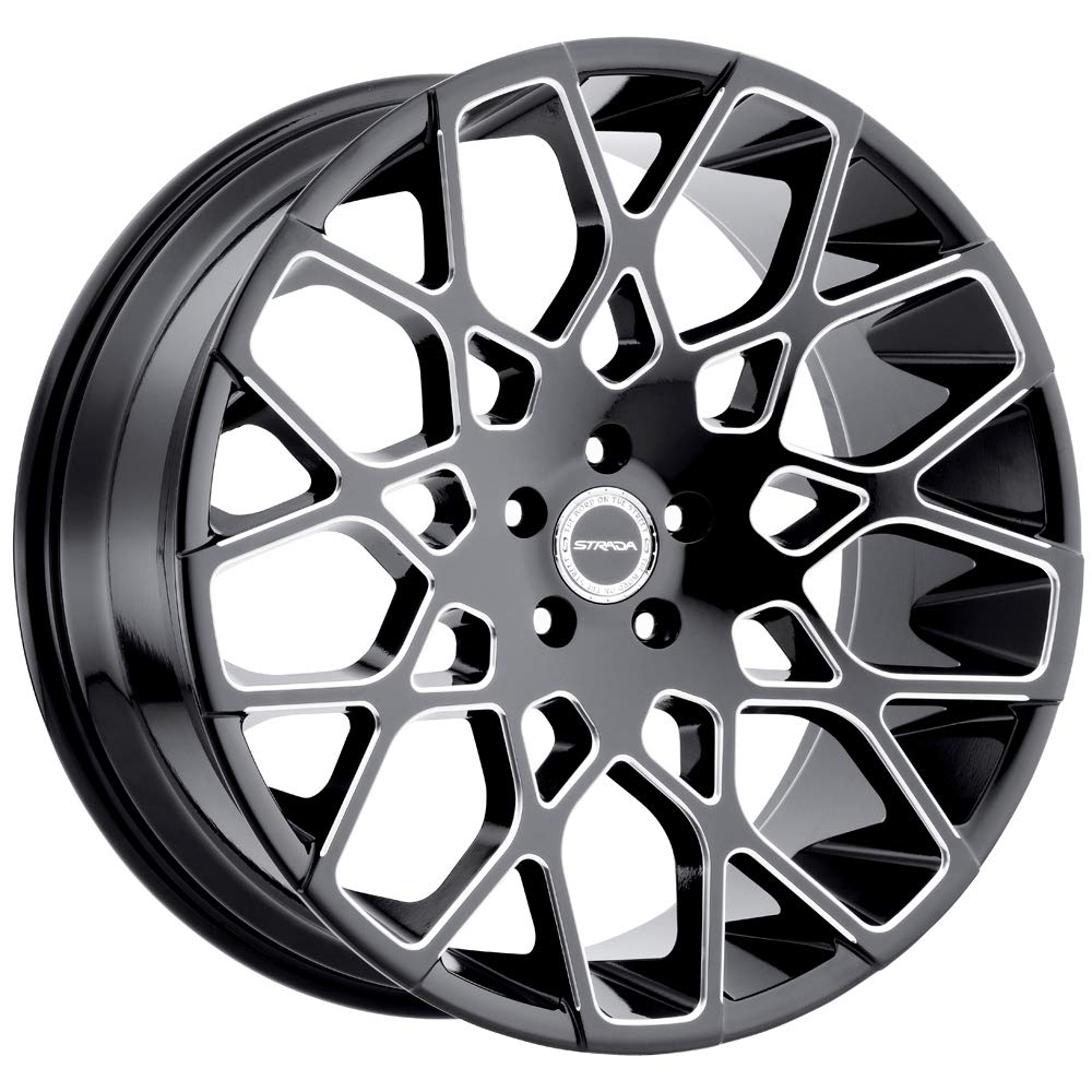 STRADA BUCA Custom Wheel - 22x9.5, 15 Offset, 5x114.3 Bolt Pattern, 72.6mm Hub - Gloss Black with Milled Face Rim