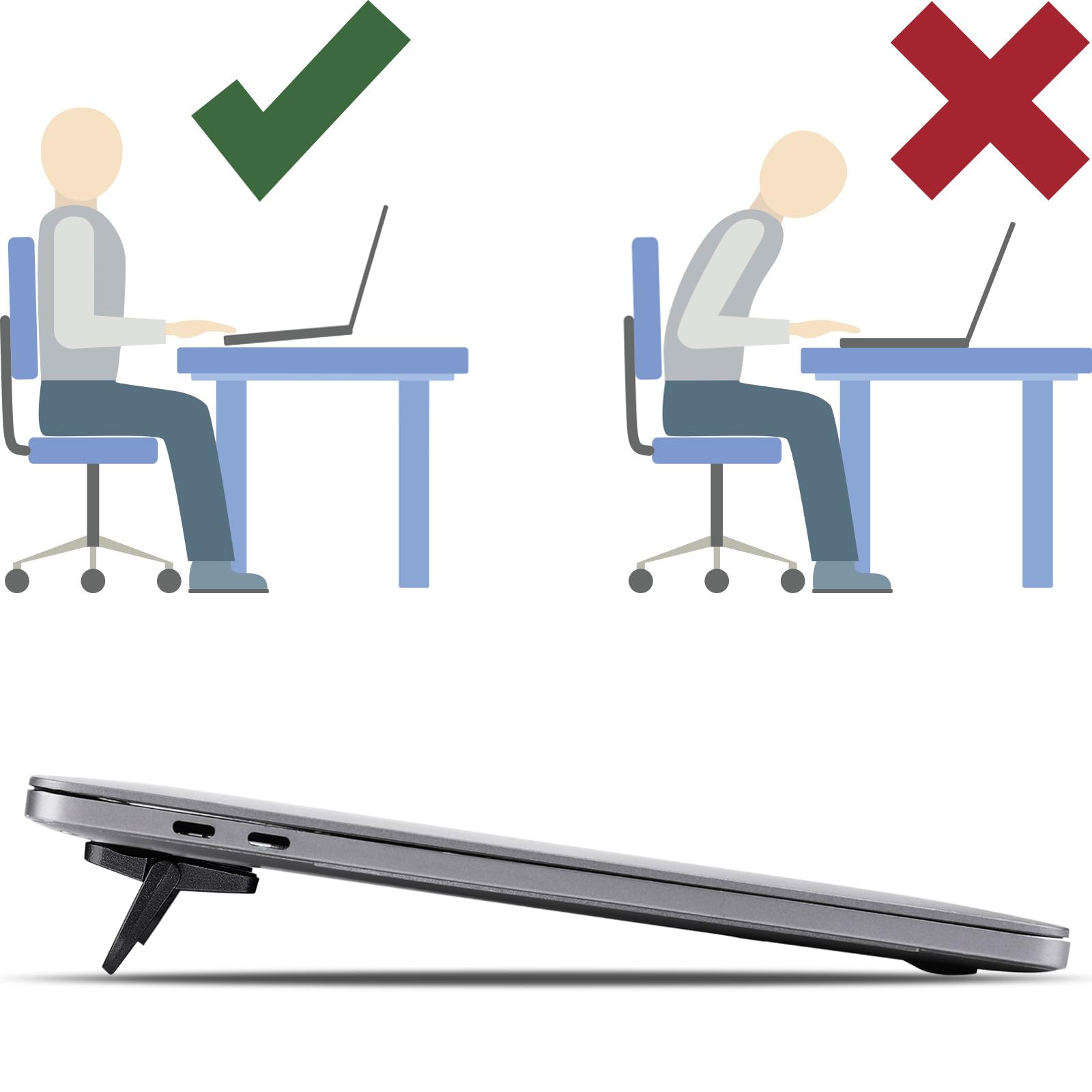 Soporte Elevador Para Portátil Plegable - 2 Unidades - Ajustable Y Autoadhesivo - Compatible Con Todos Los Portátiles
