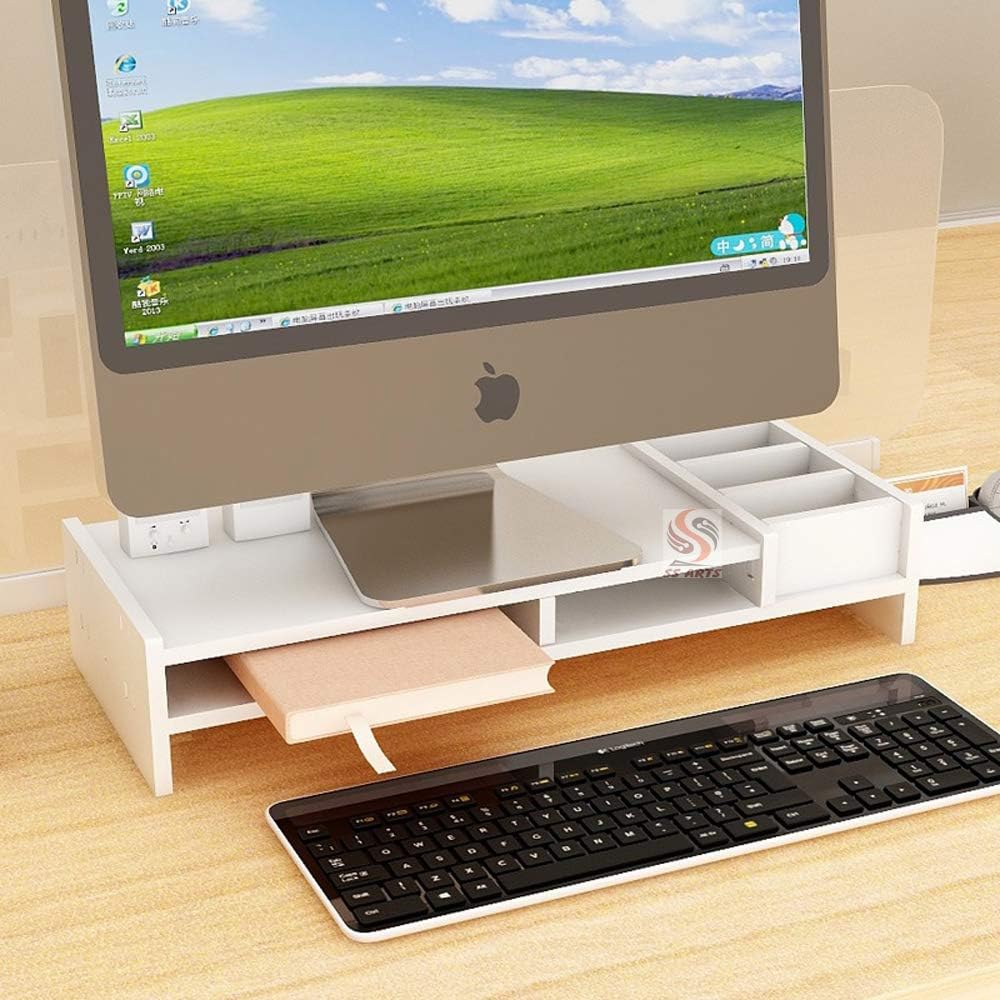 SS ARTS Engineered Wood Desk Top Computer Monitor Stand with Stationery Storage Rack