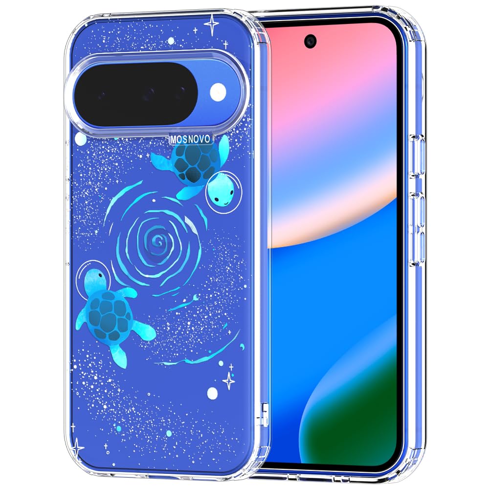 MOSNOVO Case for Google Pixel 9 & Pixel 9 Pro, [Buffertech 6.6ft Military-Grade Drop Protection] [Anti Peel Off Tech] Clear TPU Bumper Phone Case Cover Design - Great Wave — view 21