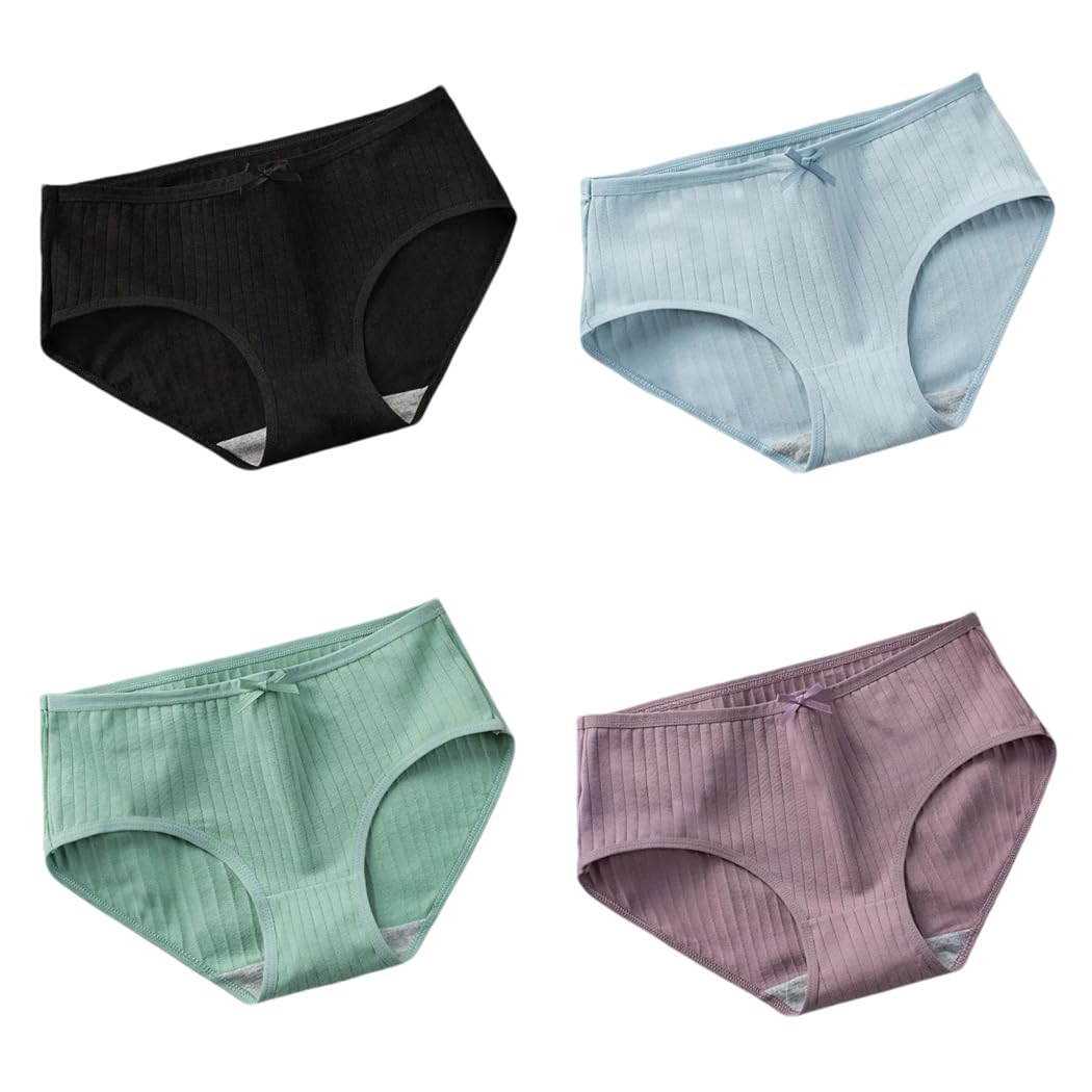 Mutandine da donna in cotone 4 pezzi a vita bassa slip comodi traspiranti intimo intimo