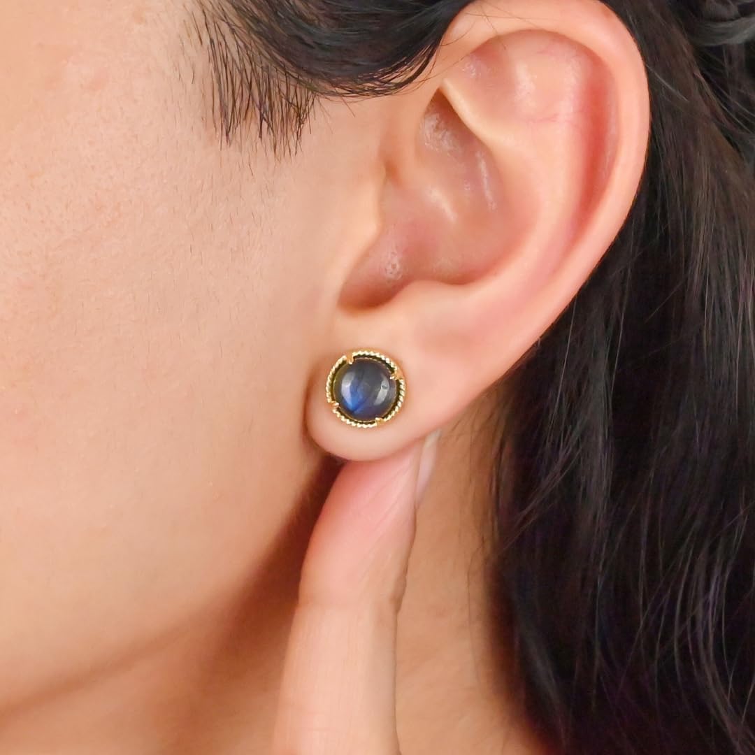 Gempires Natural Round Stud Earrings For Women Trendy Fashion Jewelry Hypoallergenic Gold Plated Dainty Post Earrings Everyday Wear - Image 2