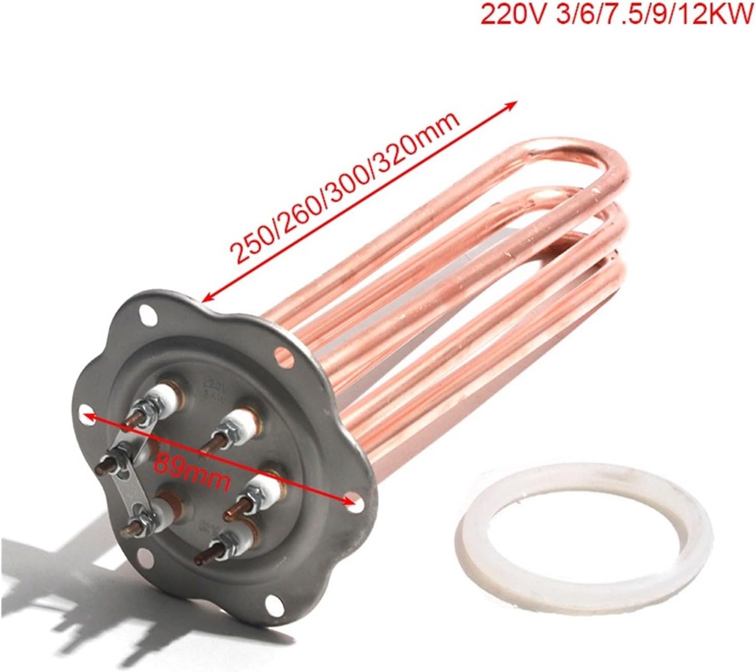 eufeifeiegds 220V / 380V電気ヒーターウォーターボイラー加熱パイプ赤銅管3/6/7.5/9 12KWフランジと