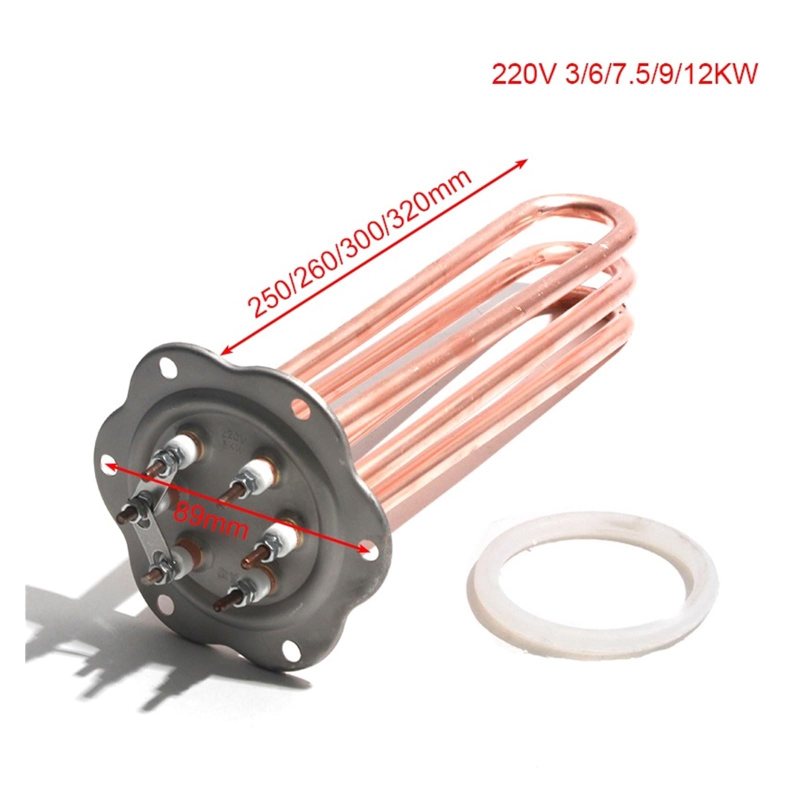 Rezystor do podgrzewacza wody Rura grzewcza podgrzewacza wody z czerwonej miedzi 220 V / 380 3-12 kW 250-320 mm kołnierzem(380V,3KW 250mm)