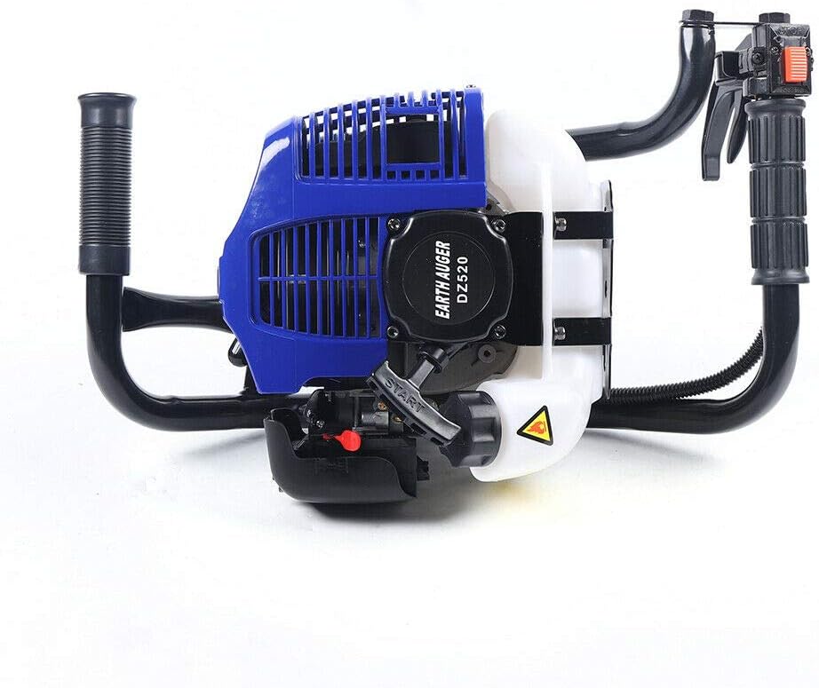 TFCFL Earth Auger Power Head Heavy Duty 52CC 2-Stroke air-Cooled Gas Power Earth Auger Power Engine Post Hole Digger + 4" 6" 8" Drill Bits Single Cylinder (52CC Dark Blue)