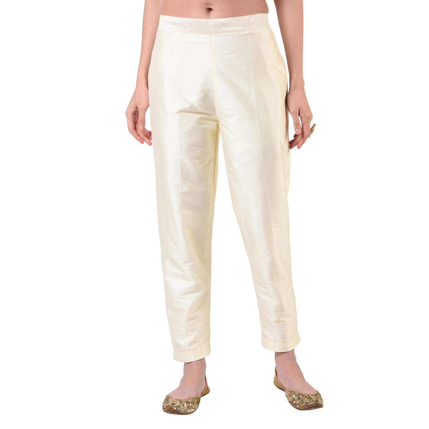 floreos Women's Slim Fit Cotton, Silk Trousers-picture-42