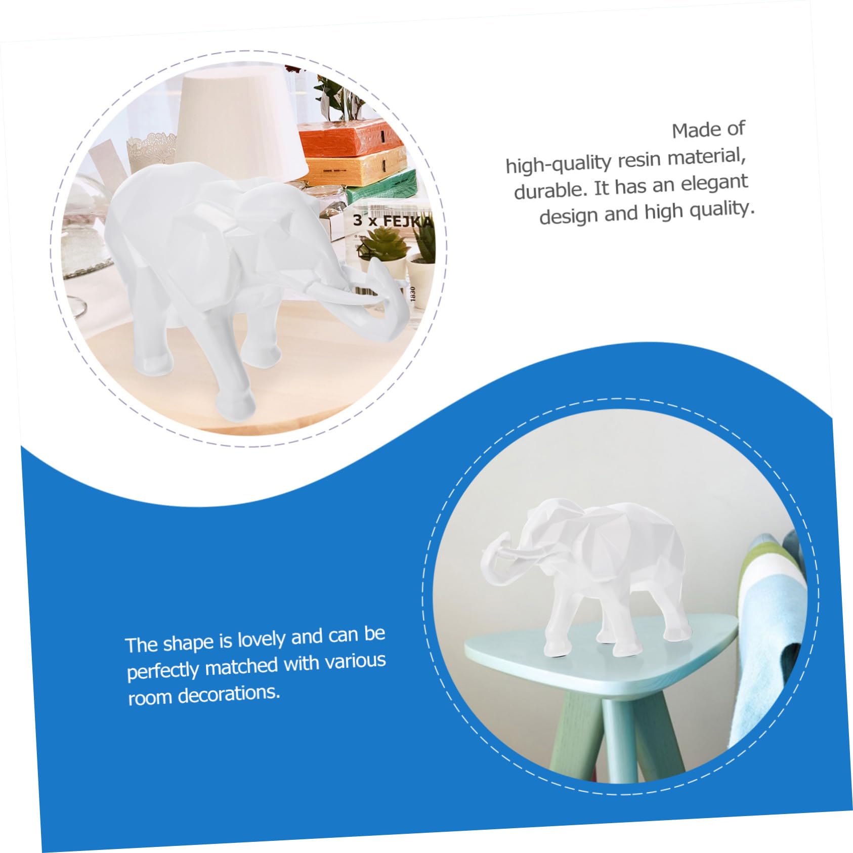 NUOBESTY Escultura Geométrica de Resina Elefante para Decoración del Hogar