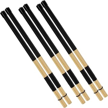 3 Pair 40 cm Bamboo Bundle Drumsticks, 5A Jazz Drum Sticks Constructed of 19 Bamboo Dowels, Rods Drum Brushes for Percussion Practice for Jazz, Folk, Small Venue And Black