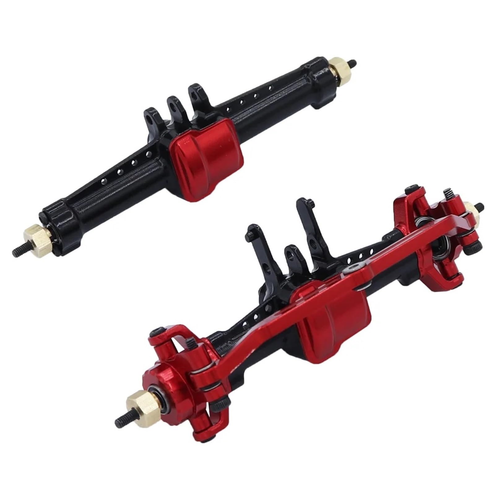 Zestaw przedniej tylnej osi ze stopu aluminium do samochodu gąsienicowego 1/18 RC TRX4M zamienne części zamienne (czerwona oś tylna)