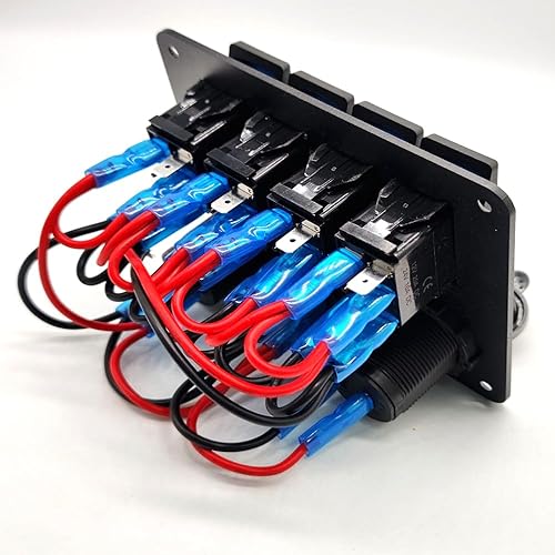 Miniatura 5 de GXMRHWY Interruptor de panel combinado de 4 bandas, montaje estilo barco para caravanas, caravanas, vehículos recreativos, automóviles con