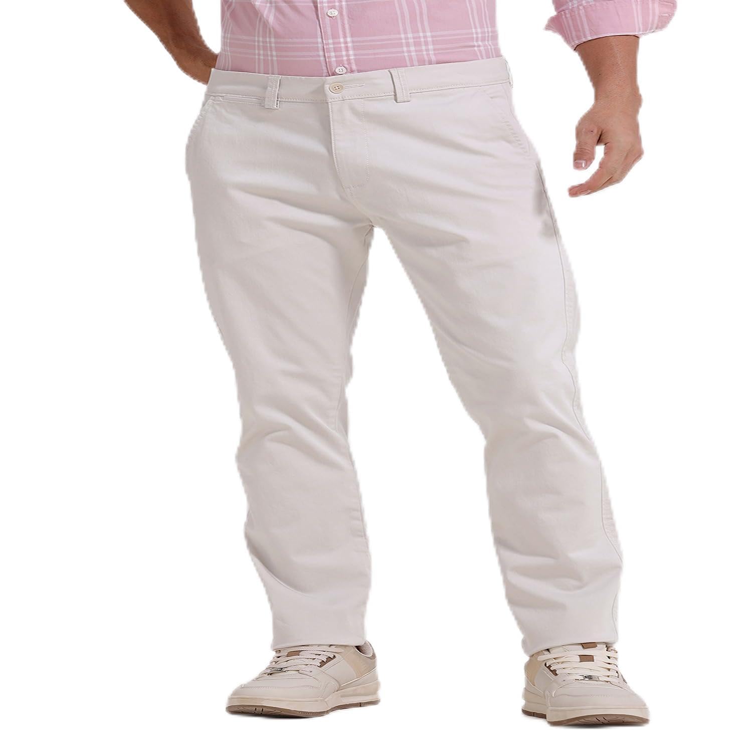 BASICS Cotton Stretch Men's Formal Trousers | Smart Casual Office Pants | Premium stretch fabric for mobility. Wrinkle-resistant & breathable. Ideal for office wear, travel & everyday comfort.