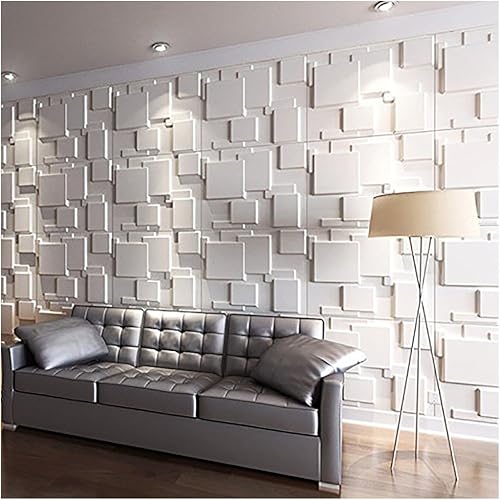 Paneles decorativos para pared 3D de Art3d PVC fibra vegetalbambú Blanco