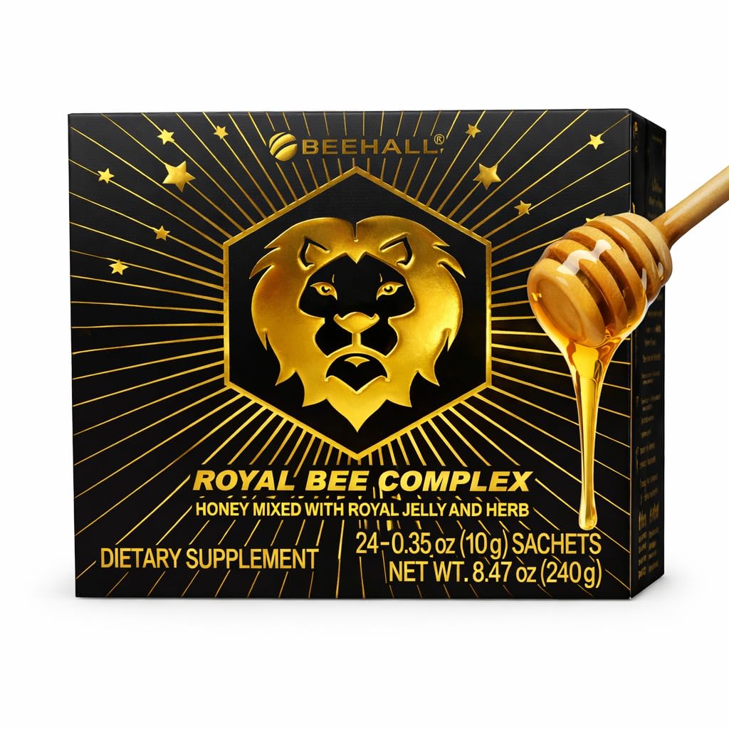 EZ BeeHall Honey Packets – 24 Single-Serve Royal Jelly & Herbal Honey Boost | Natural Energy & Daily Vitality, Travel-Friendly Sweetener for Tea, Coffee & Snacks