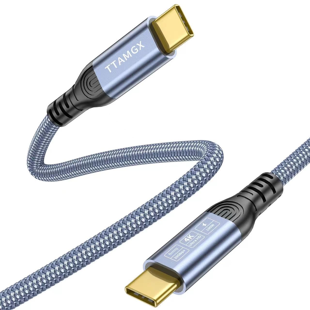 USB C To USB C Cable 2M,20 Gbps Data Transmission, 100W 20V/5A Fast Charging Cable,4K @ 60Hz Video Transmission For MacBook Pro,Samsung Galaxy, Huawei.Blue